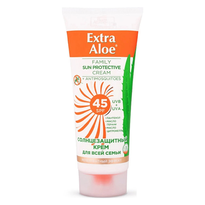 Солнцезащитный крем Vilsen Extra Aloe SPF 45+ для всей семьи с репелентным эффектом, 100мл