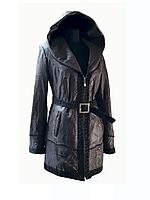 Стильная Женская Кожаная Куртка Удлиненная Темно Кофейного Цвета 46 размера