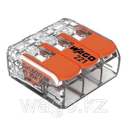 Разъем COMPACT для сращивания; для всех типов проводников; 6 мм²; 3-жильный; WAGO 221-613, фото 2