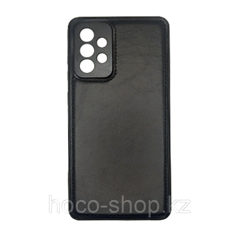 Чехол на Samsung A72 пластик кожаный, Чёрный