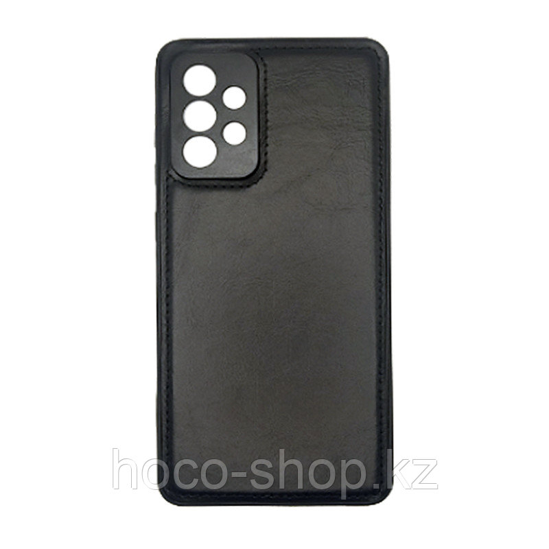 Чехол на Samsung A73 пластик кожаный, Чёрный