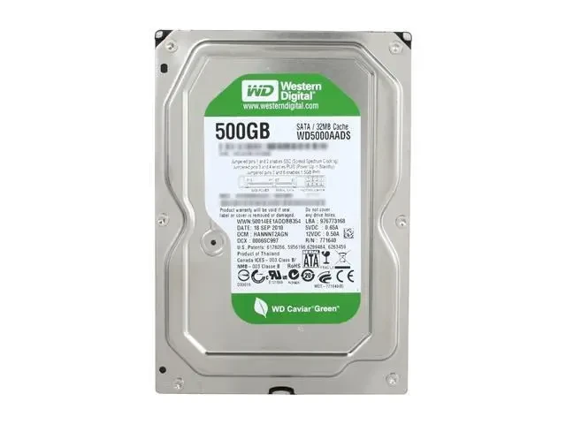 HDD 500 Gb Western Digital, 3.5", 32Mb, 5400rpm, Serial ATA II-300, Caviar Green - фото 1 - id-p107263981