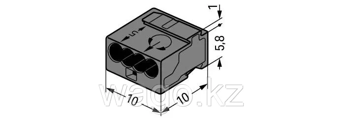 Разъем MICRO PUSH WIRE® для распределительных коробок; для твердых проводников;0,8 мм; 4-жильный; WAGO 243-204, фото 2