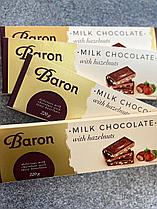 Плитка шоколада Baron Milk Chocolade Hazelnut лесной орех 220гр.