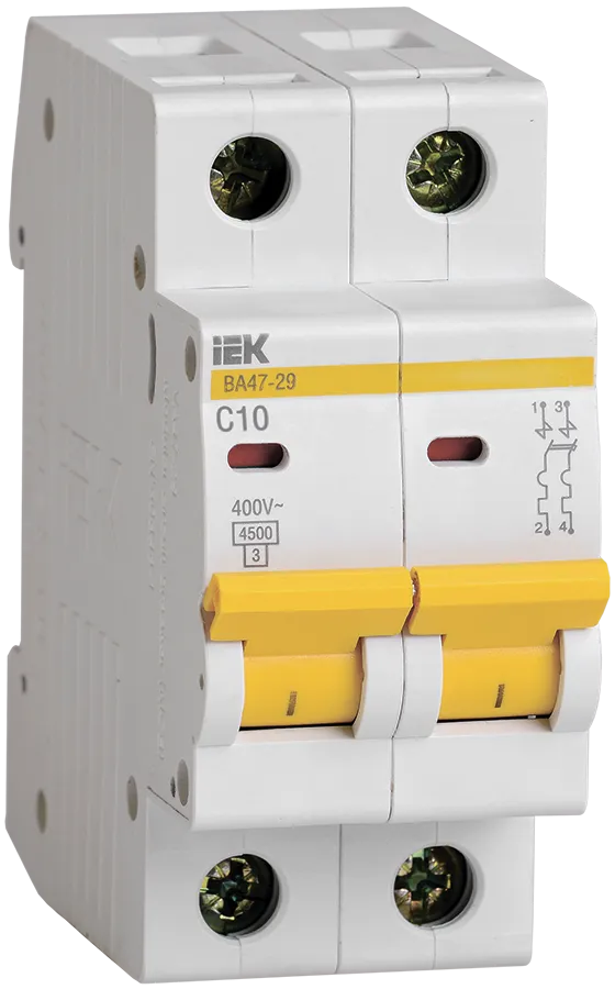 Автоматический выключатель ВА47-29 2Р 10А 4.5кА С IEK, фото 1