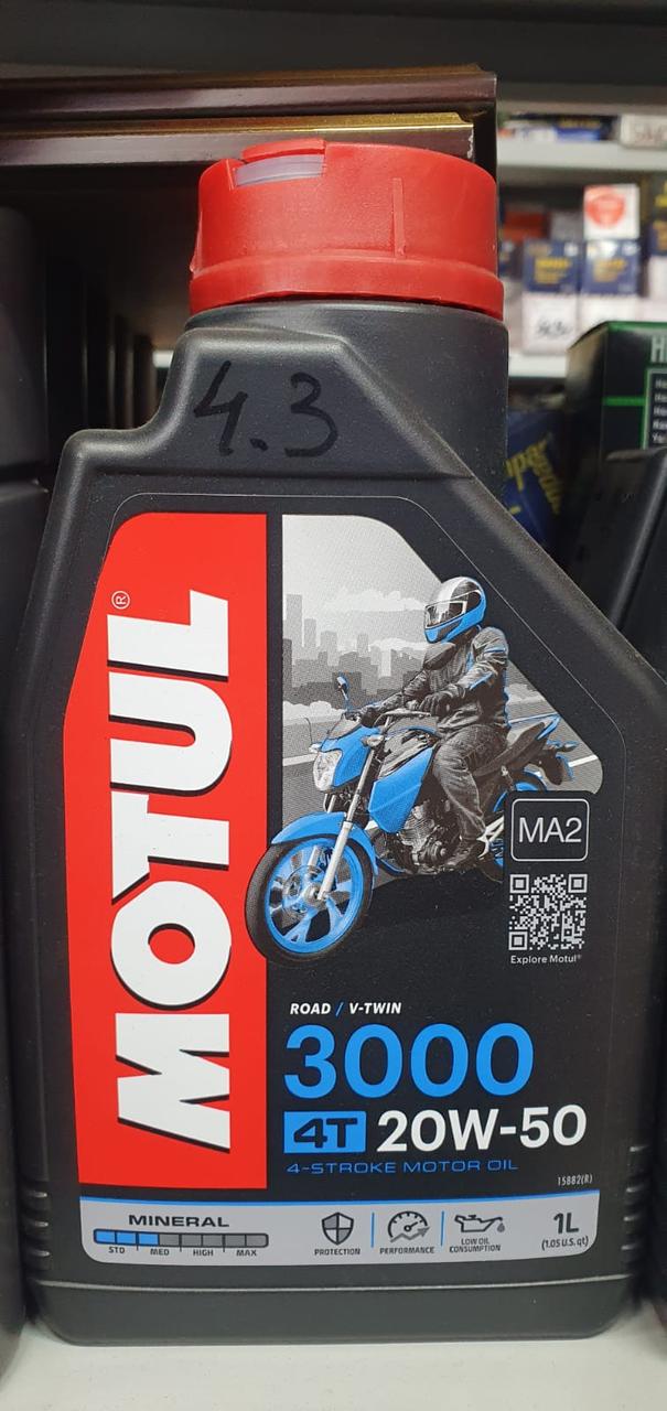 Минеральное моторное масло Motul 3000 4T 20W50, 1 л