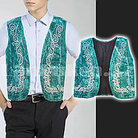 Жилет казахский национальный с орнаментами бирюзовый (размеры 36-38)