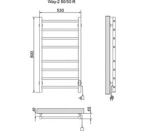Полотенцесушитель электрический  WAY-II 80/50 прав. БЕЛЫЙ, фото 2