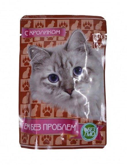 Ем без проблем консервы для кошек пауч 85 гр кролик (уп 24), фото 1