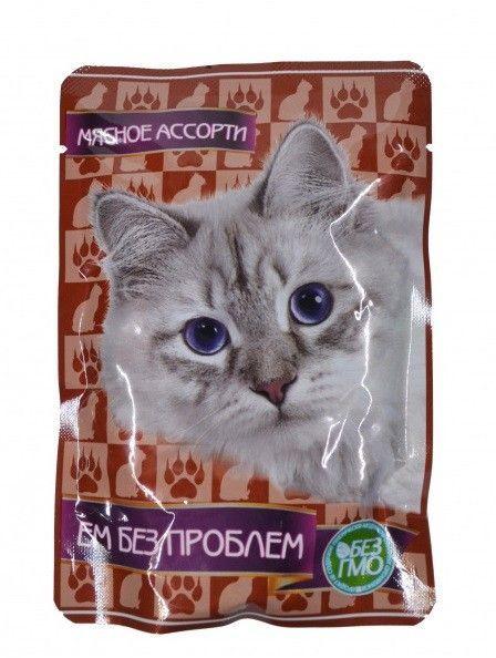Ем без проблем консервы для кошек пауч 85 гр мясное ассорти (уп 24), фото 1