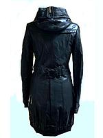 Женская Плащ - Куртка Удлиненная КожЗам Черного Цвета Миди Турция 40 размера