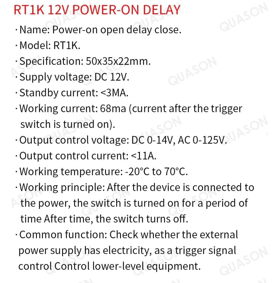 Реле задержки RT1K 12В 0,3-60сек управление подачей питания - фото 2 - id-p106996808