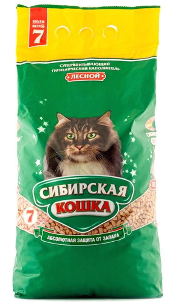 Сибирская кошка Древесный наполнитель, 7 л