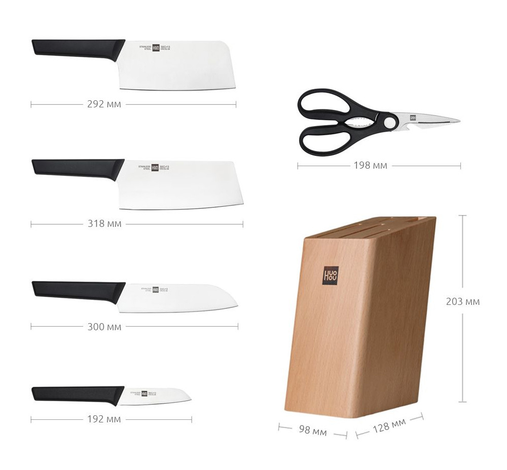 Набор ножей Xiaomi HuoHou Youth Knifes Set 6 в 1 (HU0057) - фото 2 - id-p107290763