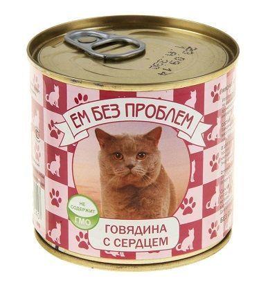 Ем без проблем консервы для кошек 410 гр говядина и сердце, фото 1