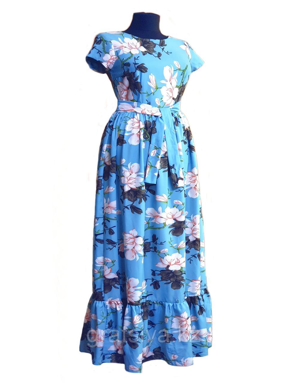 Длинное Яркое Платье в Пол с Короткими Рукавами - фото 3 - id-p98490253