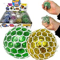 2790-24 Антистресс мозги блестящие в сетке Squishy mesh Balls 12шт цена за уп. (наполнитель орбиз) 5*5см