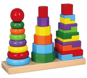 Пирамидка деревянная 3 в 1 большая