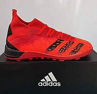 Футбольные бутсы сороконожки Adidas Predator Demonscale 3344 красные размеры 35-39
