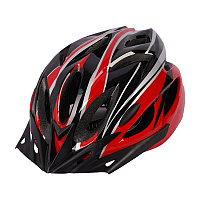 Велошлем защитный для взрослых. Цвет красный с черным.