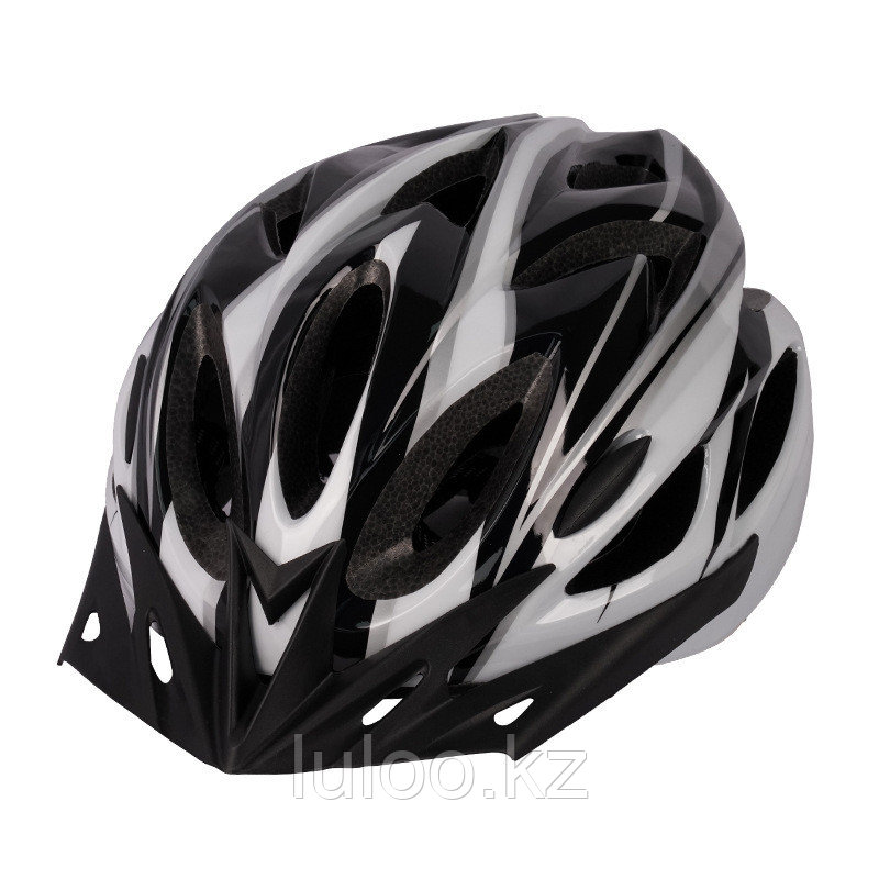 Велошлем защитный для взрослых. Цвет черный с серым.