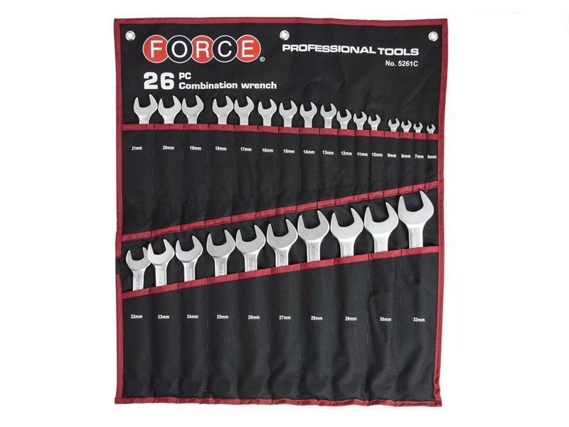 Force 5261C Набор рожково-накидных ключей (26пр) (6-32мм) на полотне
