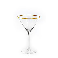 Бокал «Эванс» прозрачный с золотым кантом для мартини круглой формы в аренду