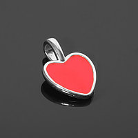Подвеска родированная "Сердечко", цвет красный в серебре