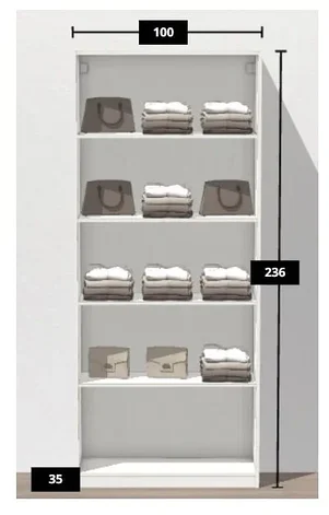 Гардероб ПАКС белый 100x35x236 см ИКЕА, IKEA, фото 2