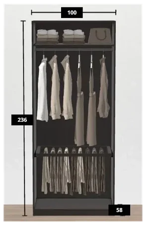 Гардероб ПАКС черно-коричневый 100x58x236 см ИКЕА, IKEA, фото 2