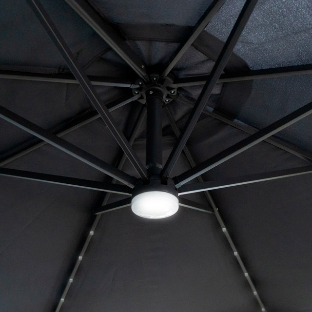 Зонт для летних кафе с солнечным накопителем (подсветкой) d-290см, цвет Темно-серый - фото 3 - id-p107331770