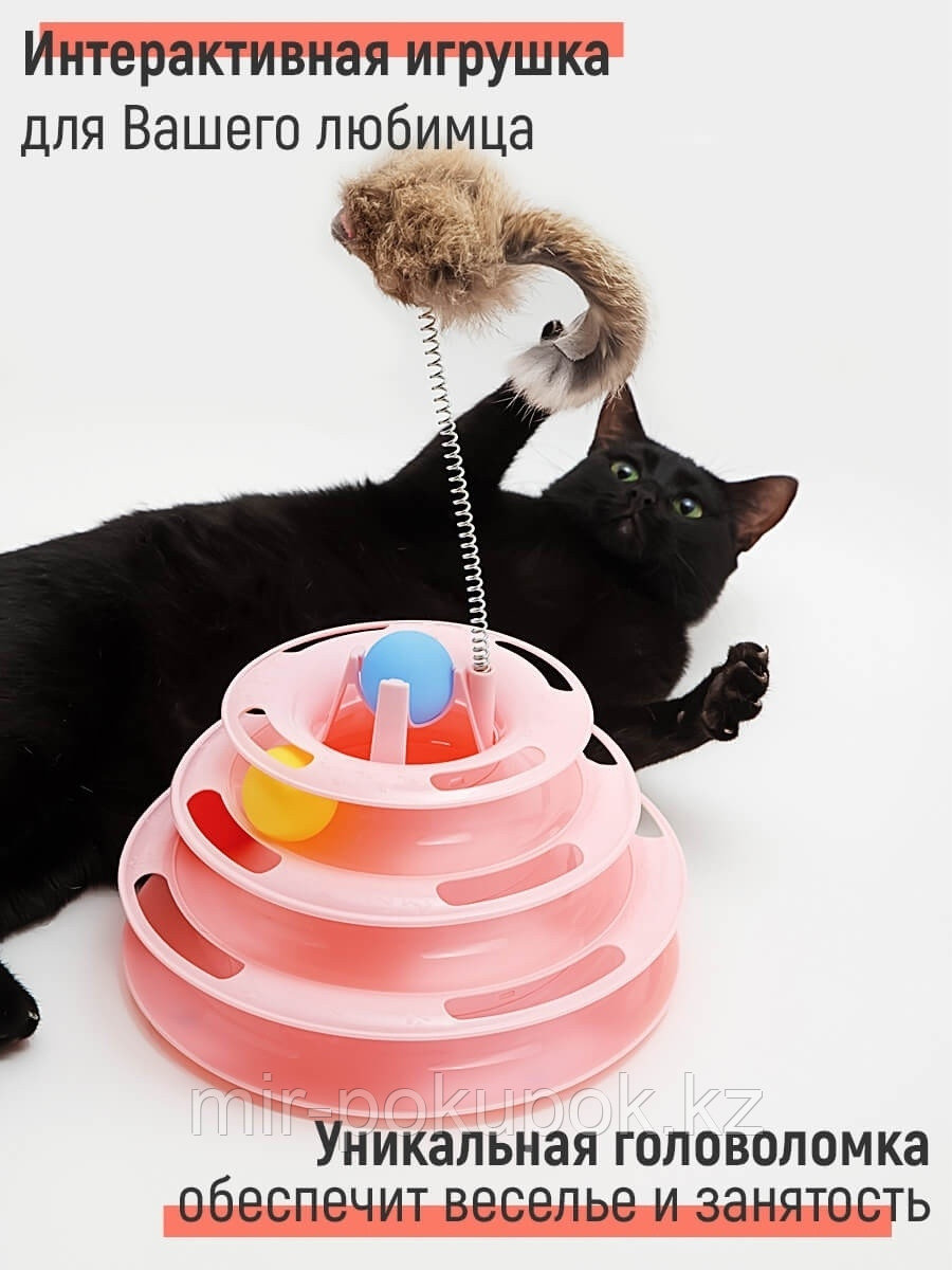 Интерактивная игрушка трек для кошек с шариками и мышкой