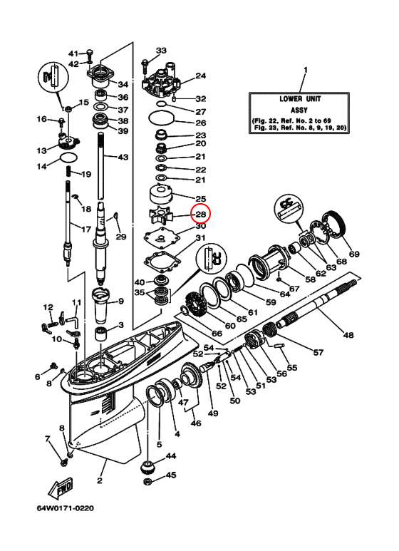 Крыльчатка лодочного мотора Yamaha PARAGON Y 100-300 6E54435200