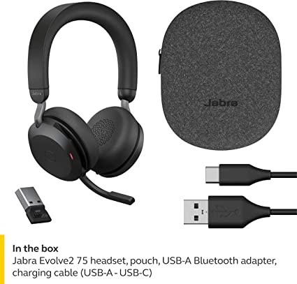 Jabra 27599-999-899 Гарнитура беспроводная EVOLVE2 75, Link380c / USB-C, MS Stereo Black