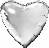Шар сердце 19" серебро