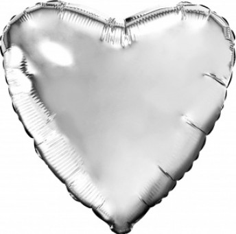 Шар сердце 19" серебро - фото 1 - id-p107338733