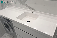 Столешница акриловый камень белая в ванную комнату