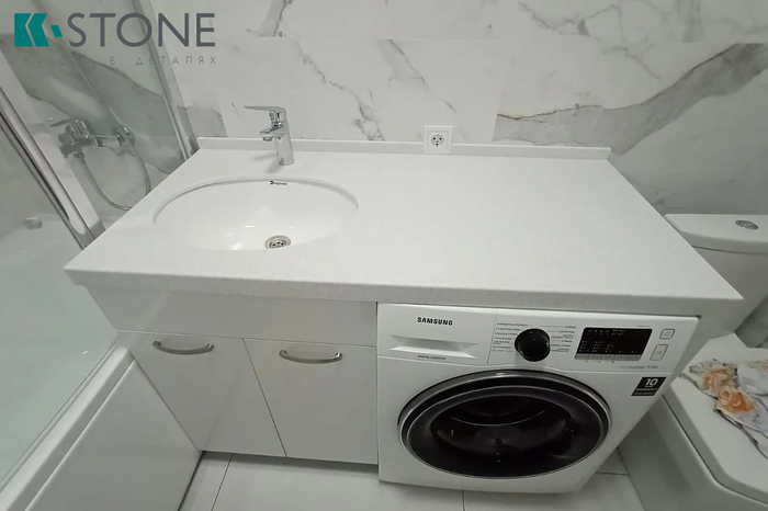 Столешница акриловая белая в ванную комнату (id 100795066)