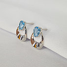 Серьги серебряные классические Топаз Свисс Блю Aquamarine 4700405.5 серебро с родием, фото 2