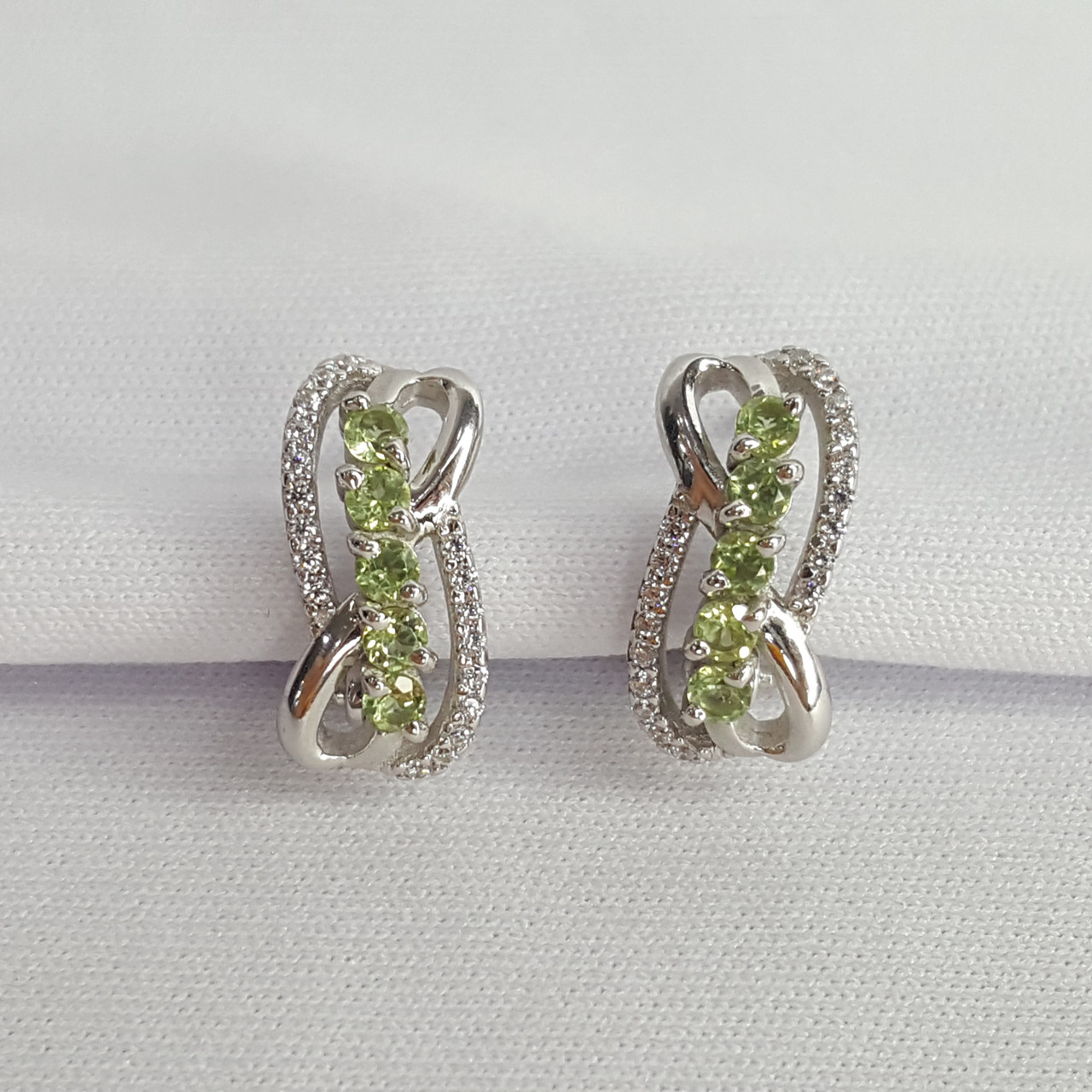 Серьги серебряные классические Хризолит Фианит Aquamarine 4509407А.5, фото 1