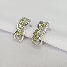 Серьги серебряные классические Хризолит Фианит Aquamarine 4509407А.5, фото 2