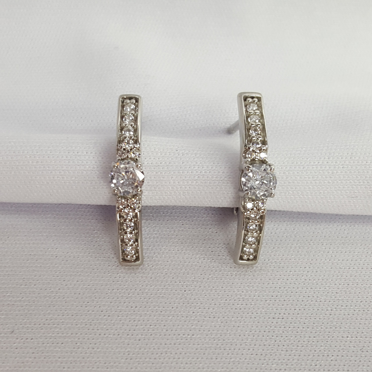 Серьги из серебра с фианитами Diamant 94-120-01604-1 серебро с родием, фото 1