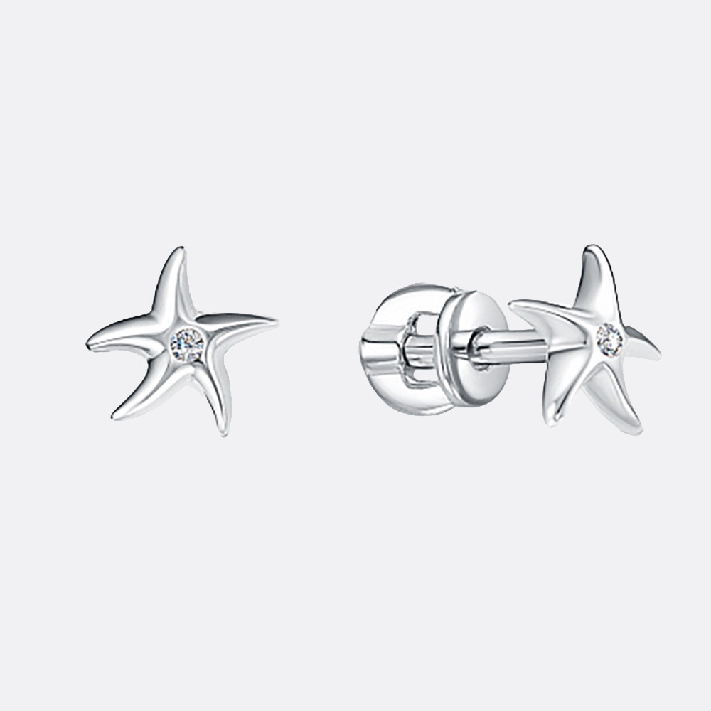 Серьги из серебра фианит Вознесенский 12-1322 серебро с родием, фото 1