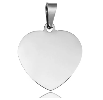 Жетон сердце под лазерную гравировку с цепочкой (серебро)