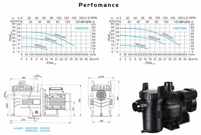 Насос для бассейна NSE300 c префильтром (220V, производительность = 38 м3/ч, 4 HP) - фото 4 - id-p107341264