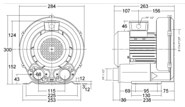 Компрессор воздушный Emaux Air Blower HB15 для системы аэромассажа в бассейне (мощность=2,4 м3/мин, 1,1 кВт) - фото 6 - id-p107340850