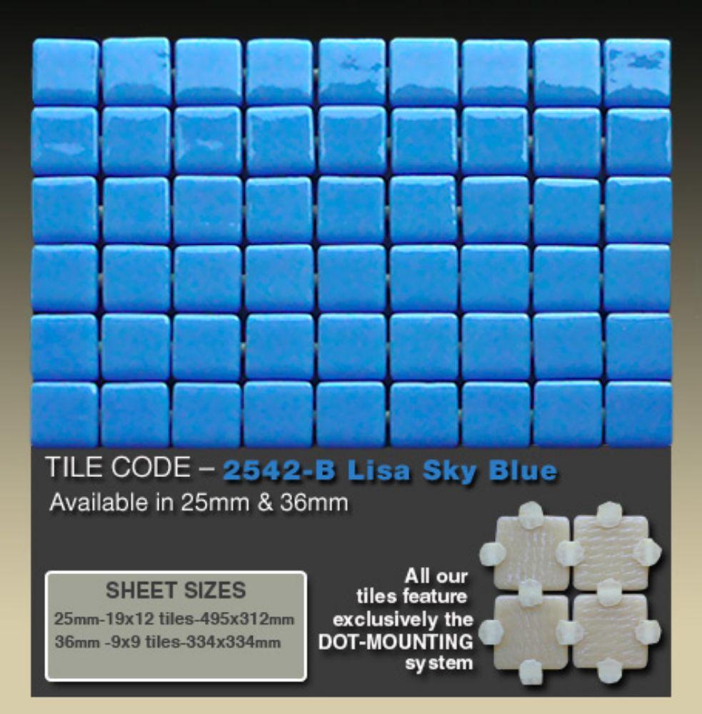 Мозайка стеклянная для бассейна Ezarri Lisa 2542-B (коллекция Lisa, Sky Blue, голубая) - фото 3 - id-p107341082