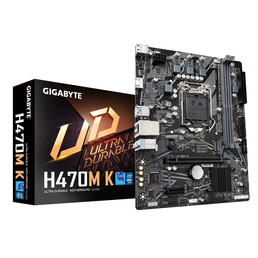 Материнская плата Gigabyte H470M K ,MB Socket1200, MATX, iH470 (HDMI, GNIC) 2DDR4, PCIx16, PCIx1 - фото 1 - id-p106245726