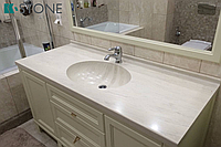 Столешница акриловый камень кремовая в ванную комнату