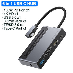 USB Хаб Baseus 6in1 Magic Multifunctional Type-C HUB, фото 2